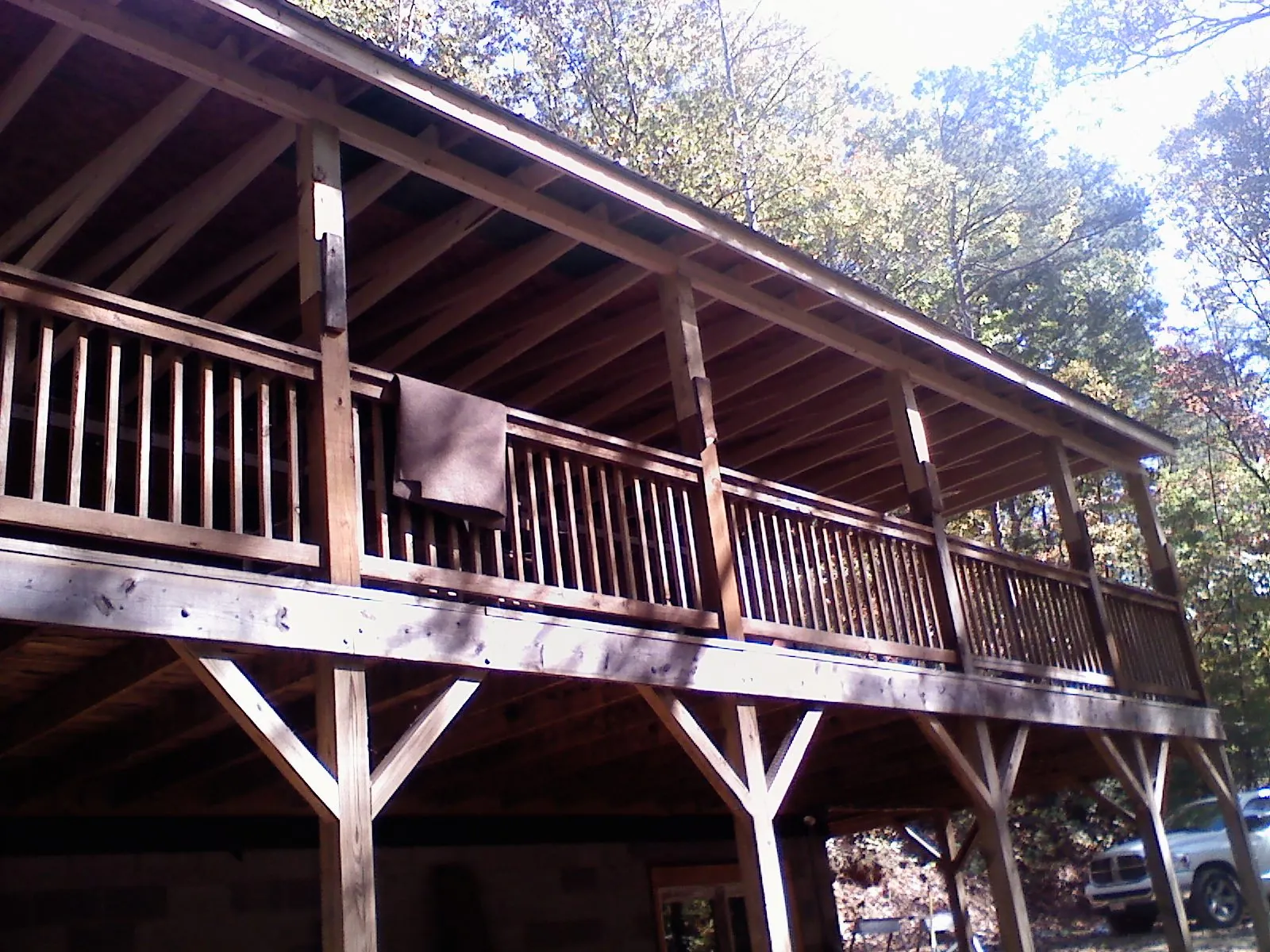 Timber framing under a new elevated porch and deck — Roof Leak Repair in Pennville by Roofing Brothers
